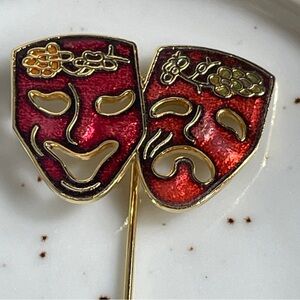 Enamel Comedy & Tragedy Mask Lapel Pin